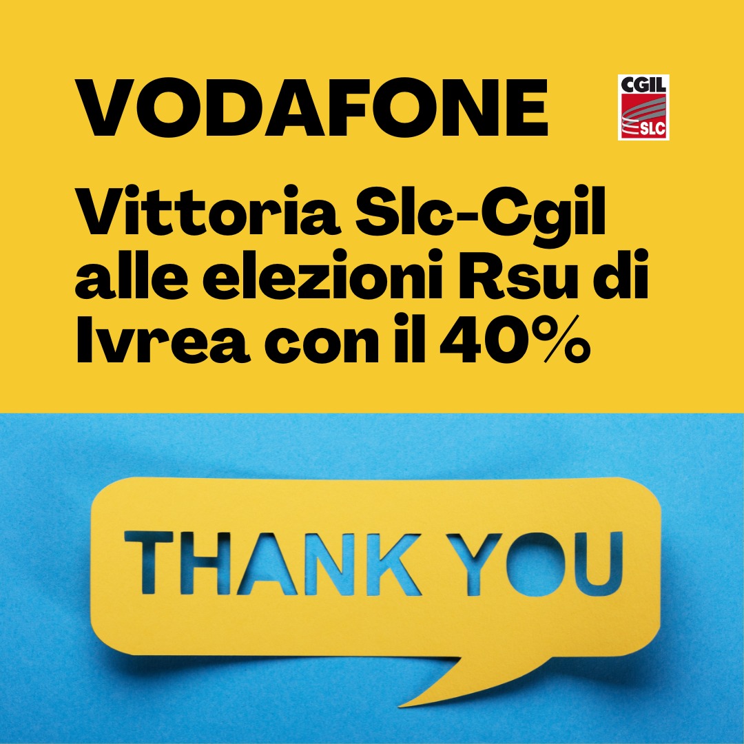 RSU Vodafone, vittoria: SLC CGIL vince a Ivrea con il 40%
