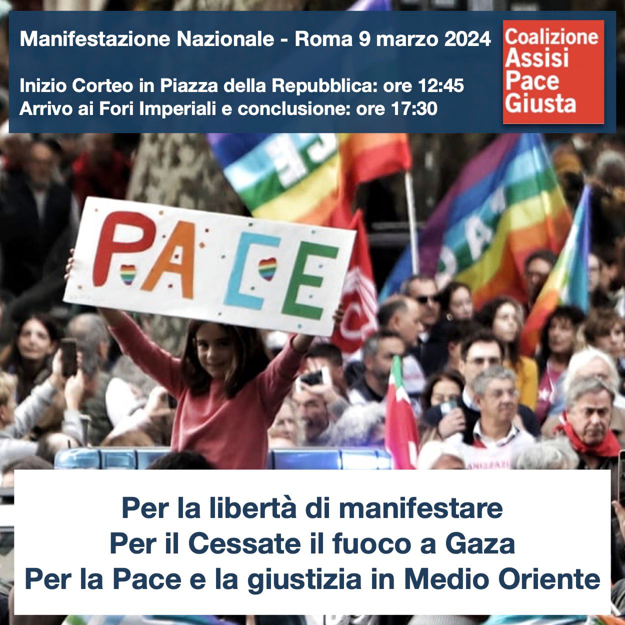 Cessate il fuoco: il 9 marzo manifestazione nazionale a Roma con il mondo dell'associazionismo per la pace