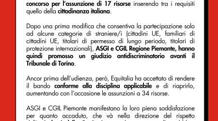 Equitalia Giustizia Spa fa marcia indietro e riapre il bando di concorso anche a cittadine/i straniere/i